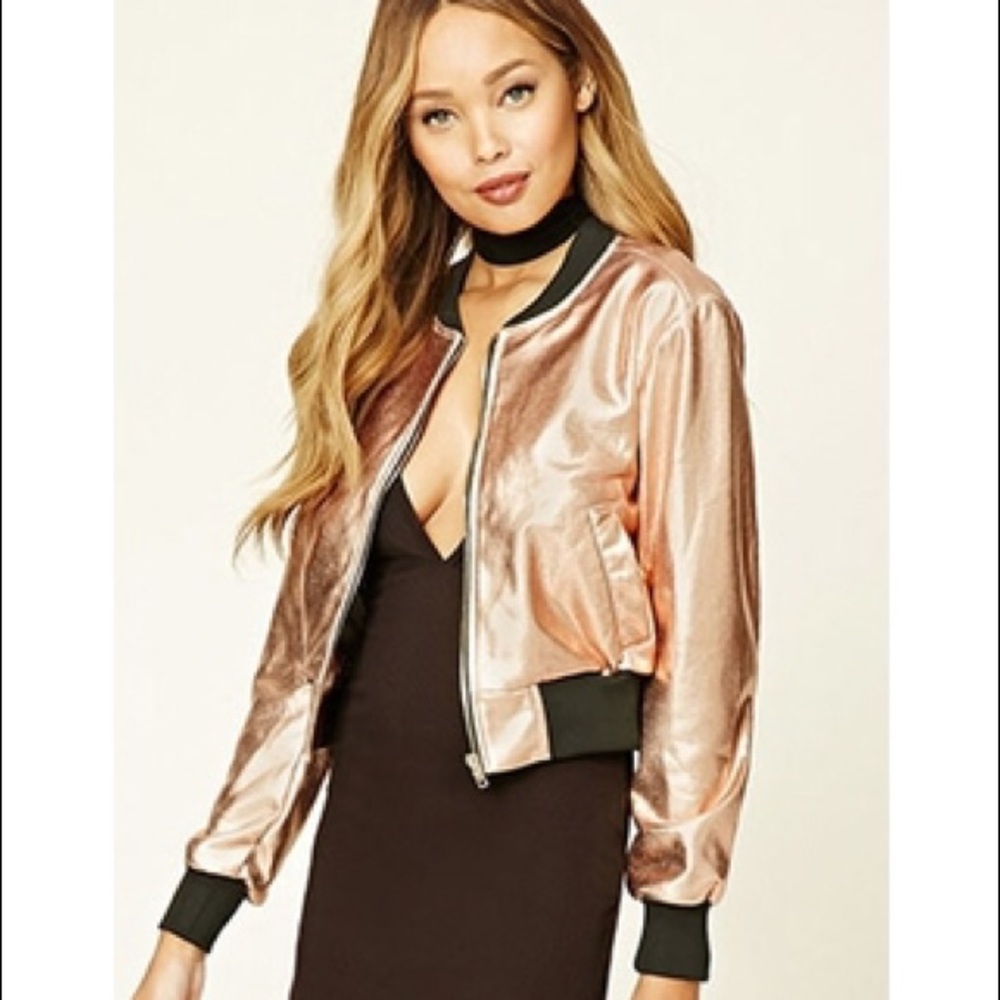 Forever 21 Bronze Bomber Jacket